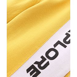 Pine Kids Knitted Stretchable Text Printed Full Length Track Pants- Mustard