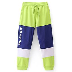 Pine Kids Knitted Stretchable Text Printed Cut & Sew Full Length Track Pants- Lime