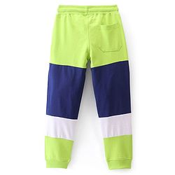 Pine Kids Knitted Stretchable Text Printed Cut & Sew Full Length Track Pants- Lime
