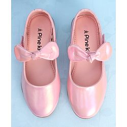 Pine Kids Ballerina with Bow Applique & Velcro Closure - Pink