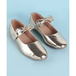 Pine Kids Ballerina with Bow Applique & Velcro Closure - Golden