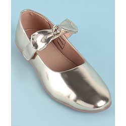 Pine Kids Ballerina with Bow Applique & Velcro Closure - Golden