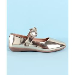 Pine Kids Ballerina with Bow Applique & Velcro Closure - Golden