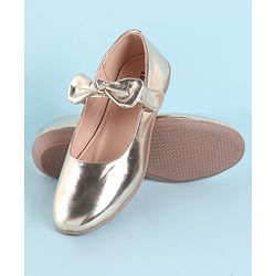 Pine Kids Ballerina with Bow Applique & Velcro Closure - Golden