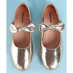 Pine Kids Ballerina with Bow Applique & Velcro Closure - Golden