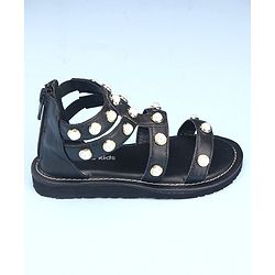 Pine Kids Zipper Closure Studded Sandals - Black