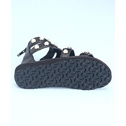 Pine Kids Zipper Closure Studded Sandals - Black