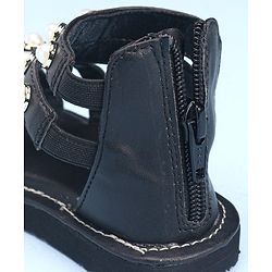Pine Kids Zipper Closure Studded Sandals - Black