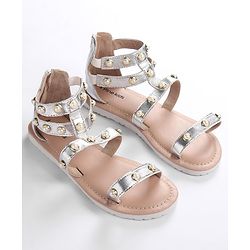 Pine Kids Zipper Closure Studded Sandals - Black