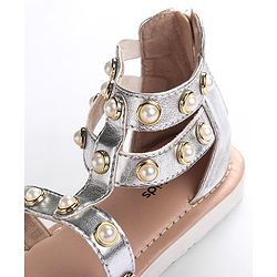Pine Kids Zipper Closure Studded Sandals - Black