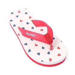 Pine Kids Slip On Flip Flops Heart Print - Red & Pink