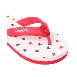 Pine Kids Slip On Flip Flops Heart Print - Red & Pink
