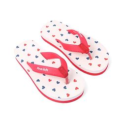 Pine Kids Slip On Flip Flops Heart Print - Red & Pink