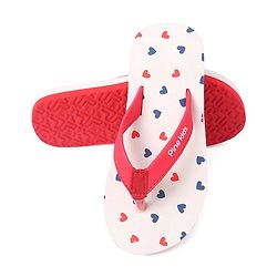 Pine Kids Slip On Flip Flops Heart Print - Red & Pink