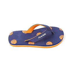 Pine Kids Flip Flops Football Print - Blue