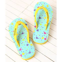 Pine Kids Slip On Flip Flops Heart Print -Pista Green