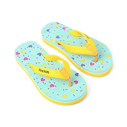 Pine Kids Slip On Flip Flops Heart Print -Pista Green