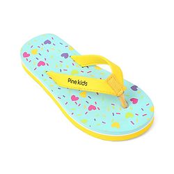 Pine Kids Slip On Flip Flops Heart Print -Pista Green