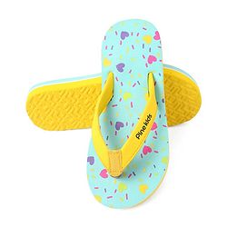 Pine Kids Slip On Flip Flops Heart Print -Pista Green