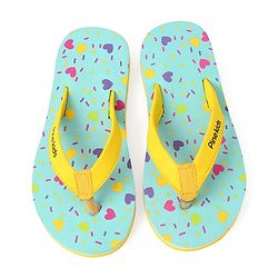 Pine Kids Slip On Flip Flops Heart Print -Pista Green