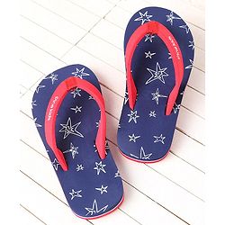 Pine Kids Slip On  Flip Flops Star Print - Blue & Red