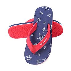Pine Kids Slip On  Flip Flops Star Print - Blue & Red