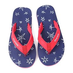 Pine Kids Slip On  Flip Flops Star Print - Blue & Red