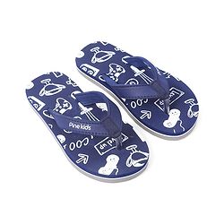 Pine Kids Slip On Flip Flops Games Print - Blue