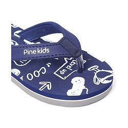Pine Kids Slip On Flip Flops Games Print - Blue