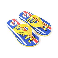 Pine Kids Slip On Flip Flops Brave Print - Blue & Yellow