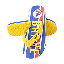 Pine Kids Slip On Flip Flops Brave Print - Blue & Yellow