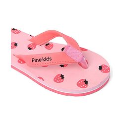 Pine Kids Slip On Flip Flops Strawberry Print - Pink