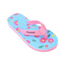 Pine Kids Slip On Flip Flop Floral Print - Pink & Blue
