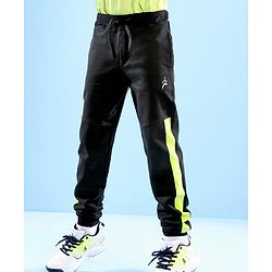 Pine Active Cotton Lycra Full Length Stretchable Anti Bacterial Solid Color Joggers - Black