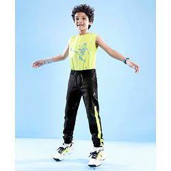 Pine Active Cotton Lycra Full Length Stretchable Anti Bacterial Solid Color Joggers - Black
