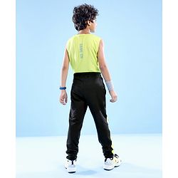 Pine Active Cotton Lycra Full Length Stretchable Anti Bacterial Solid Color Joggers - Black