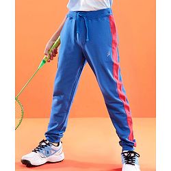 Pine Active Cotton Lycra Full Length Stretchable Anti Bacterial Solid Color Joggers - Blue