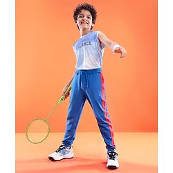 Pine Active Cotton Lycra Full Length Stretchable Anti Bacterial Solid Color Joggers - Blue