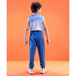Pine Active Cotton Lycra Full Length Stretchable Anti Bacterial Solid Color Joggers - Blue
