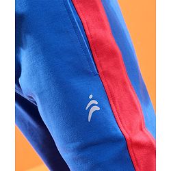 Pine Active Cotton Lycra Full Length Stretchable Anti Bacterial Solid Color Joggers - Blue
