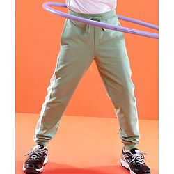 Pine Active Cotton Lycra Full Length Stretchable Anti Bacterial Solid Color Joggers - Green