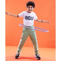 Pine Active Cotton Lycra Full Length Stretchable Anti Bacterial Solid Color Joggers - Green