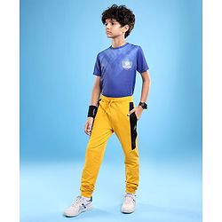 Pine Active Cotton Lycra Full Length Stretchable Anti Bacterial Solid Color Joggers - Yellow