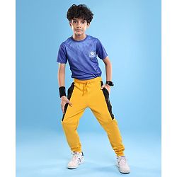 Pine Active Cotton Lycra Full Length Stretchable Anti Bacterial Solid Color Joggers - Yellow