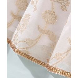 Pine Kids Brocade Half Sleeves Choli Chanderi Lehenga  Set- White