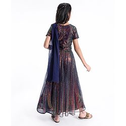 Pine Kids Half Sleeves All Over Sequined Lehenga Choli Set-Multicolor