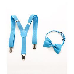 Pine Kids Free Size Bow and Suspender Set - Blue