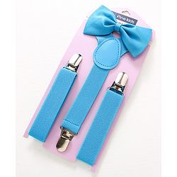 Pine Kids Free Size Bow and Suspender Set - Blue