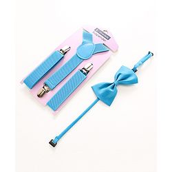 Pine Kids Free Size Bow and Suspender Set - Blue