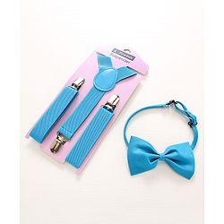 Pine Kids Free Size Bow and Suspender Set - Blue